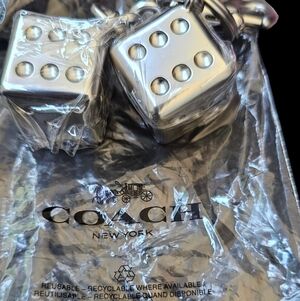 Coach Silver Dice Keychain/Bag Charm